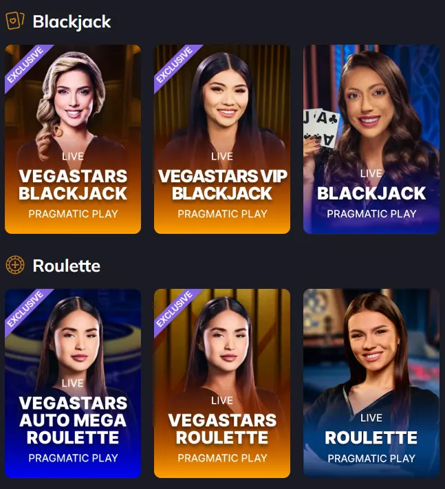 Vegastars live casino