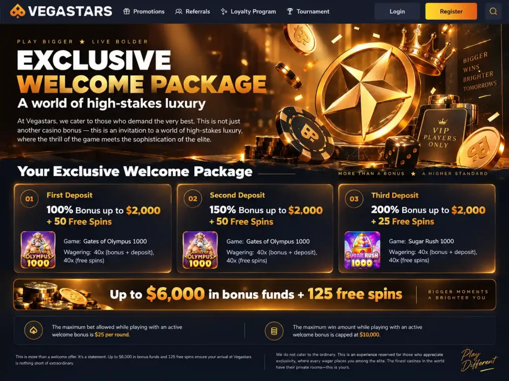 Vegastars welcome bonus