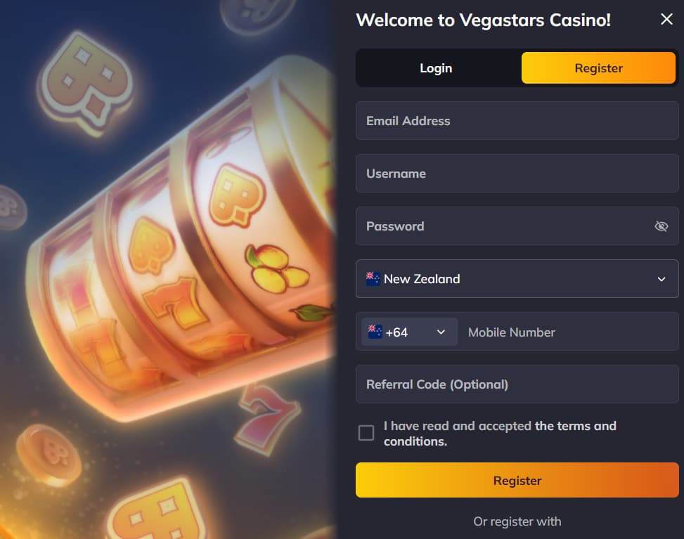 vegastars casino register